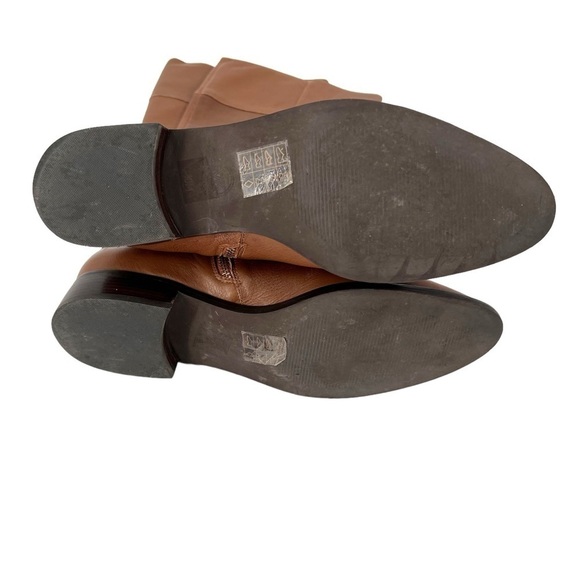 Michael Kors Tan Leather Riding Boots Knee High Zip Low Heel Size 10M Almond Toe - Picture 7 of 12